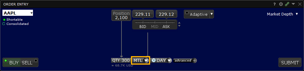 Market to Limit Order